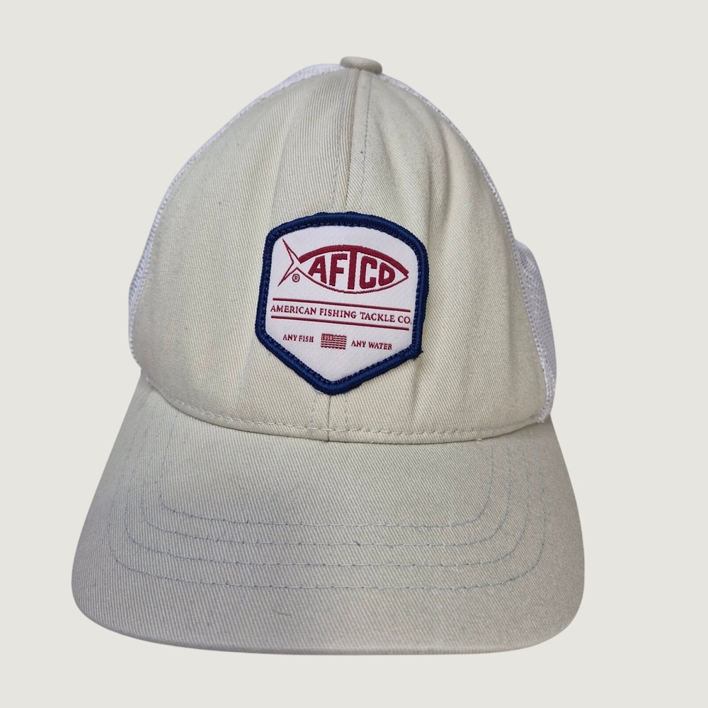 AFTCO Trucker Hat Mens OSFM Tan White Mesh Snapback Fishing Cap 52897-00